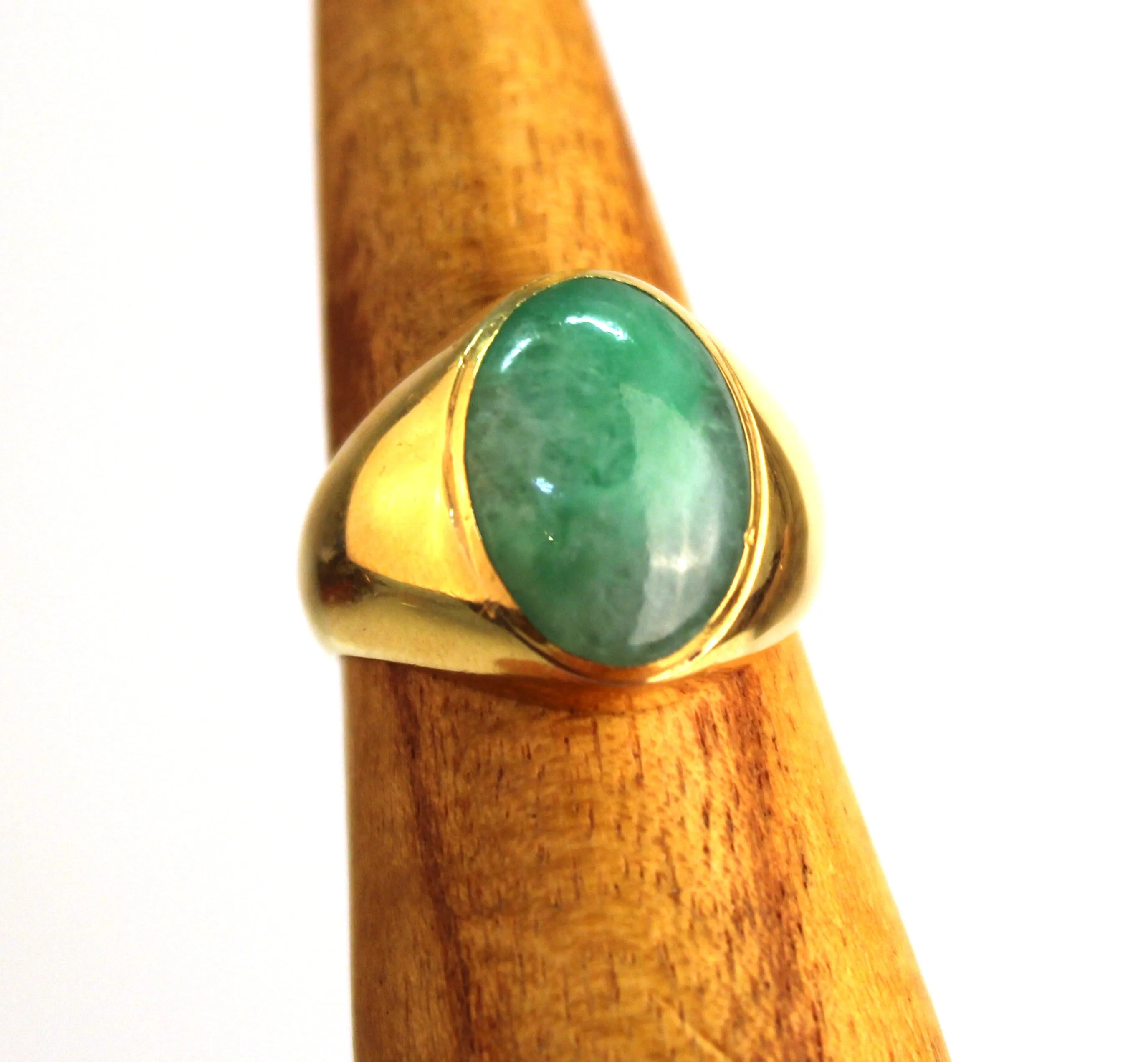 Modern Jade Ring With Yellow Gold Band