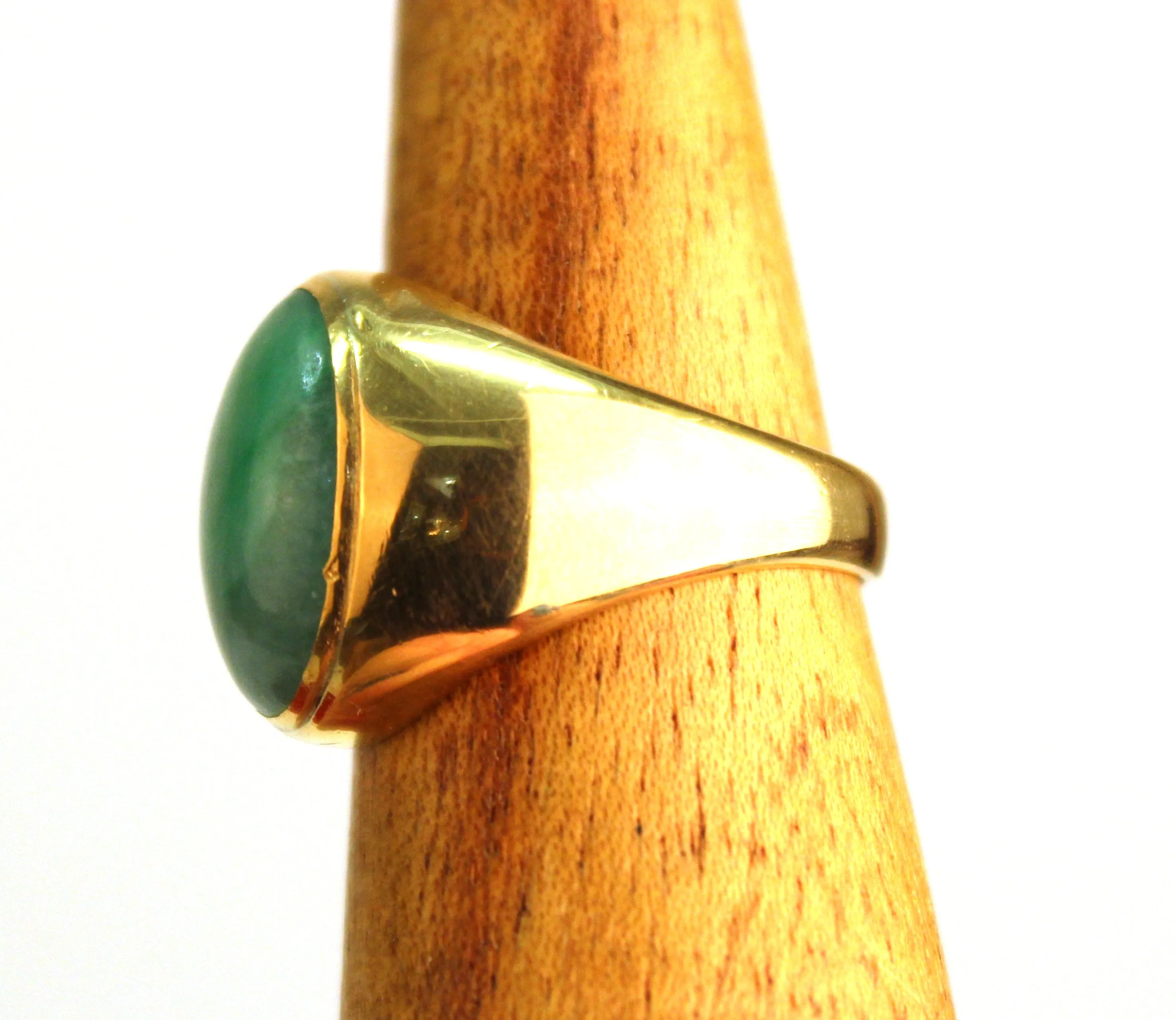 Modern Jade Ring With Yellow Gold Band