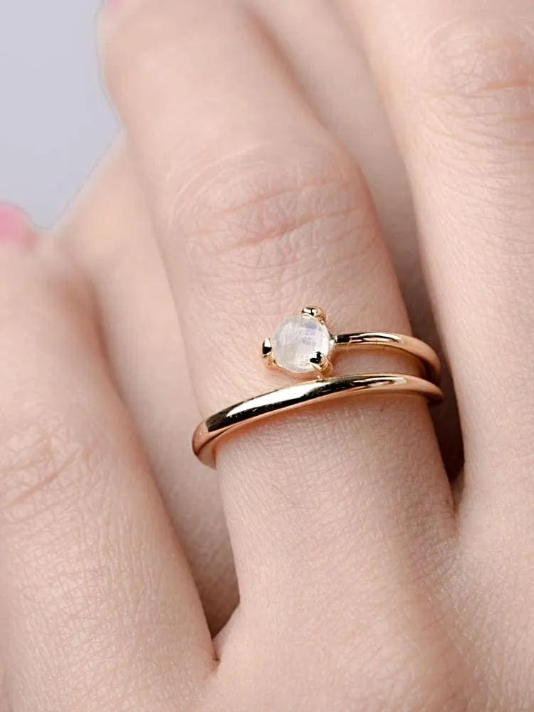 Moonstone Solitaire Ring