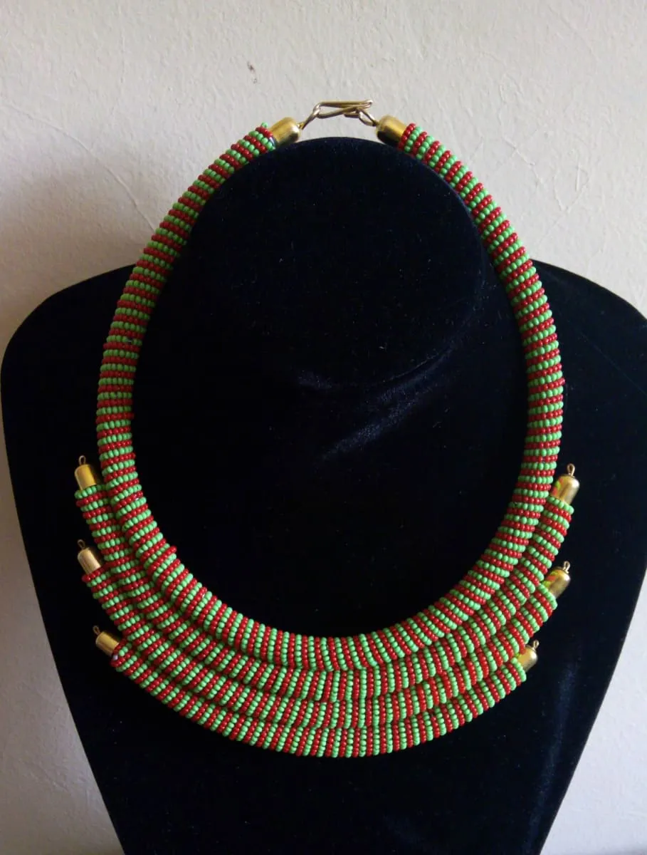 Multicolored Unique Maasai Beaded Statement Necklace