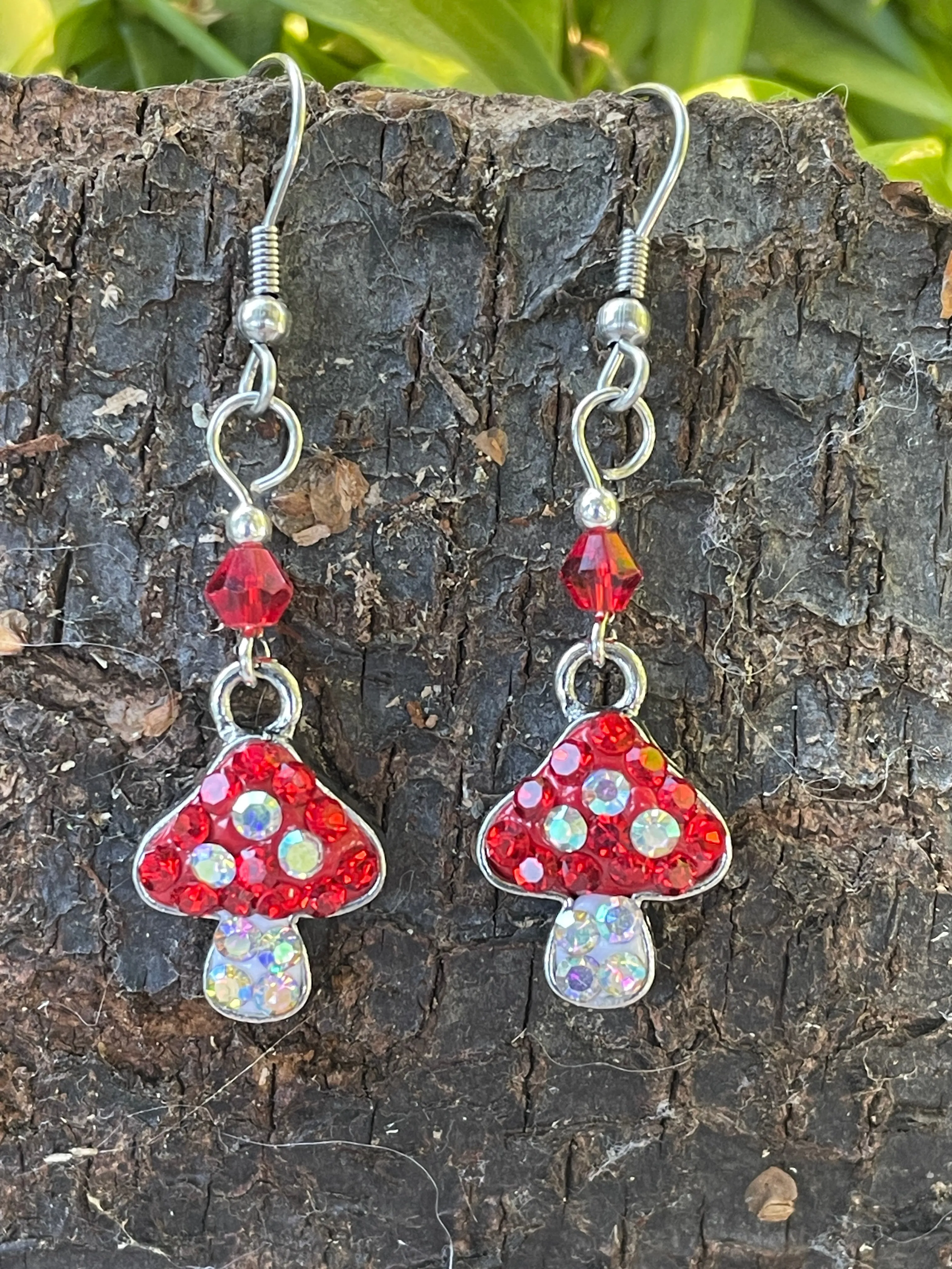 Mushroom Rhinestone Earrings