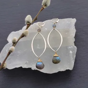 Nightfall - Labradorite Teardrop Sterling Silver Drop Earrings