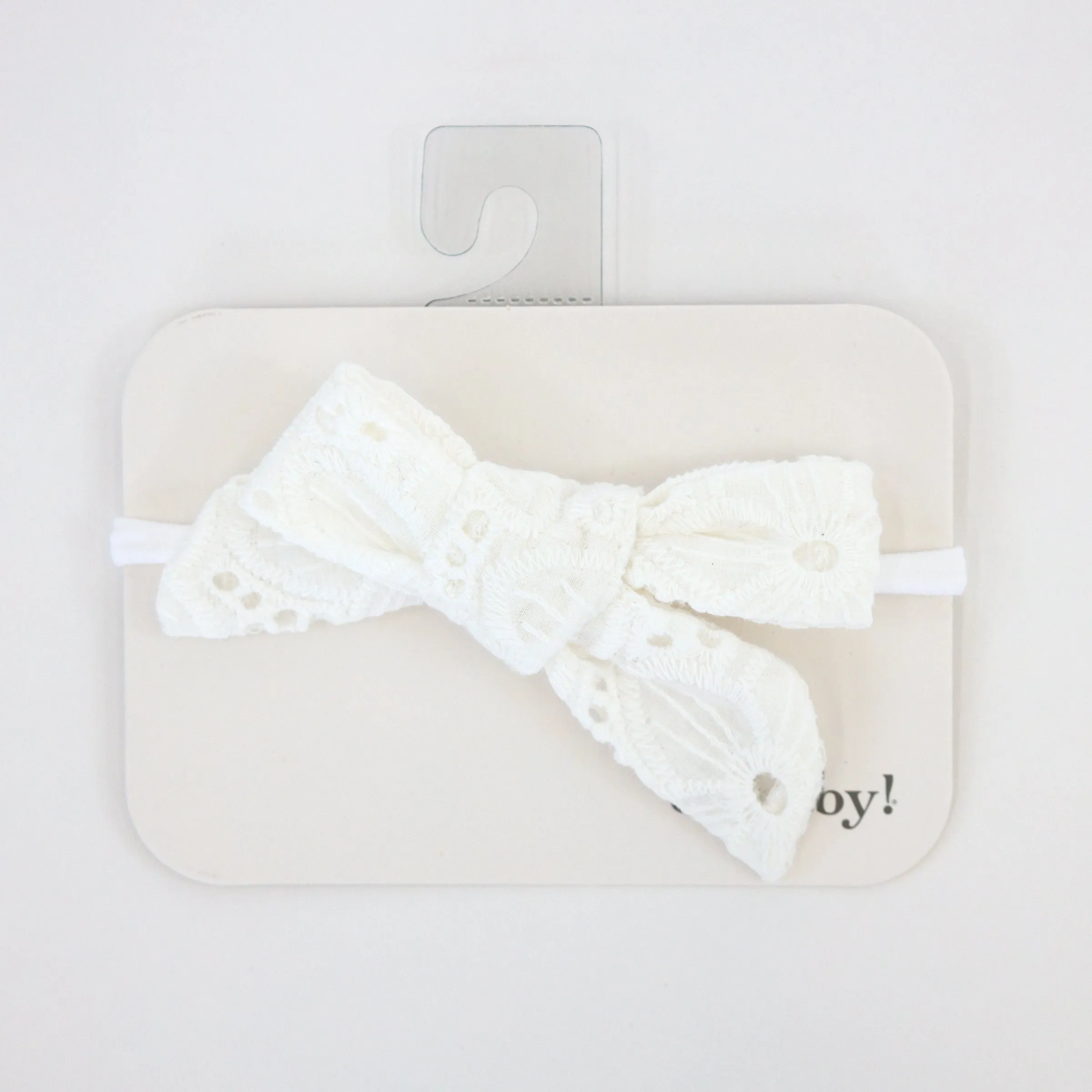 oh baby! Eyelet Bow Nylon Headband - Cream