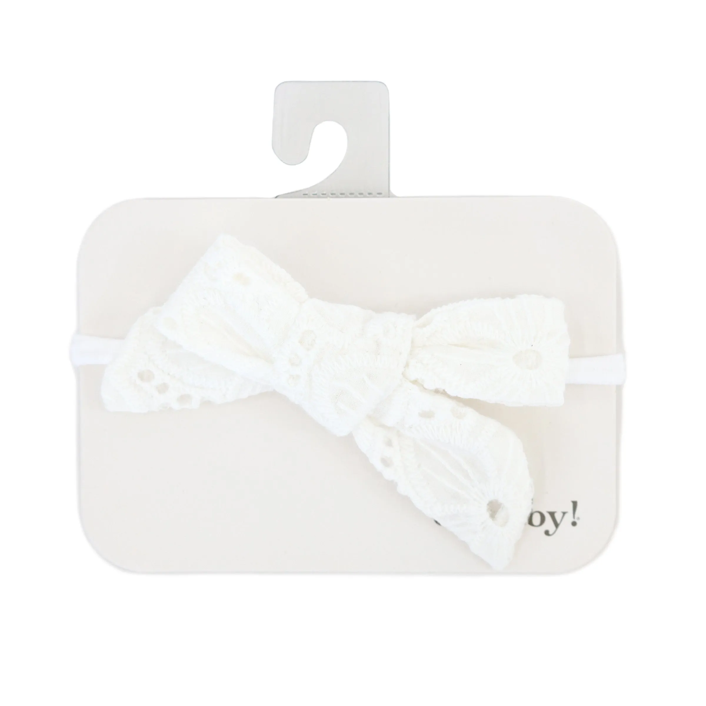 oh baby! Eyelet Bow Nylon Headband - Cream