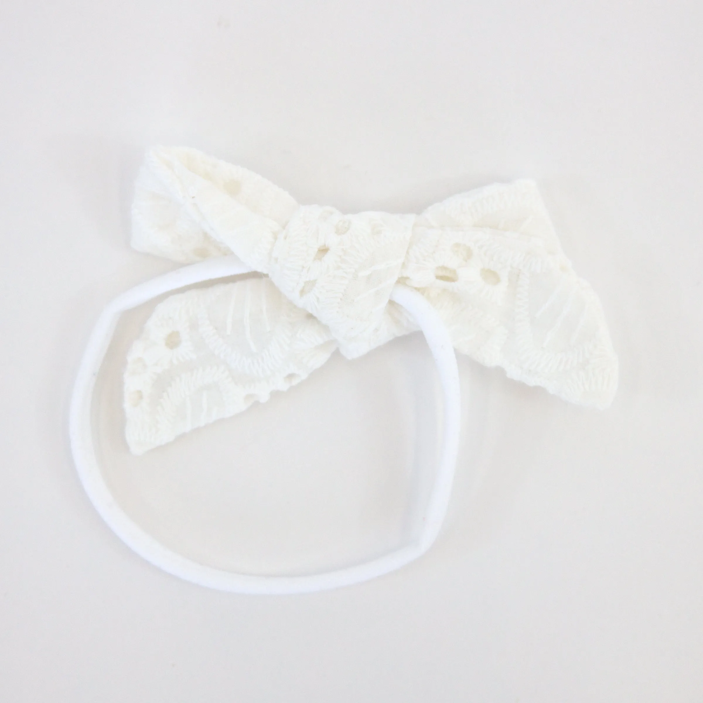 oh baby! Eyelet Bow Nylon Headband - Cream