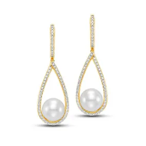 Open Teardrop 9mm Pearl Earrings