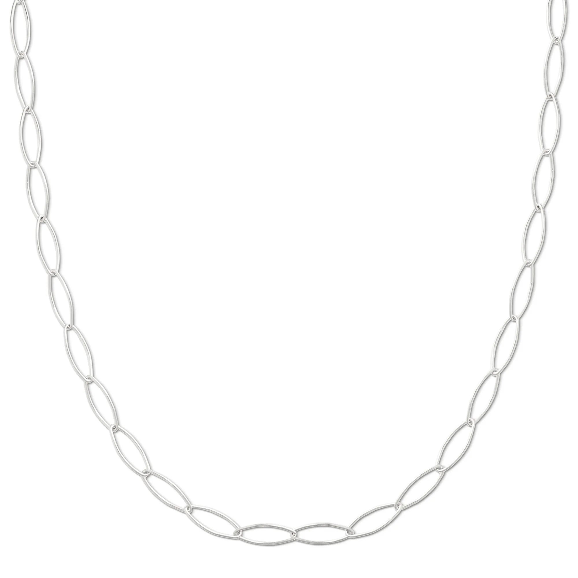 Oval Paperclip Fine Chain Necklace - Silver