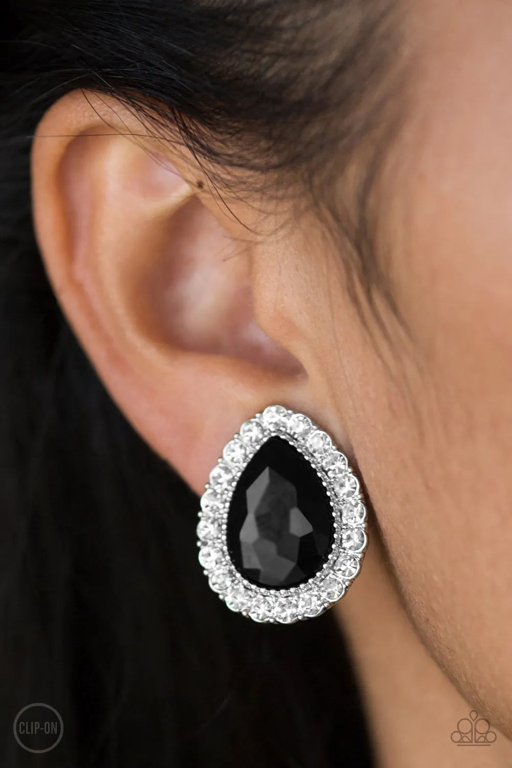 Paparazzi All HAUTE And Bothered - Black Clip On Earrings