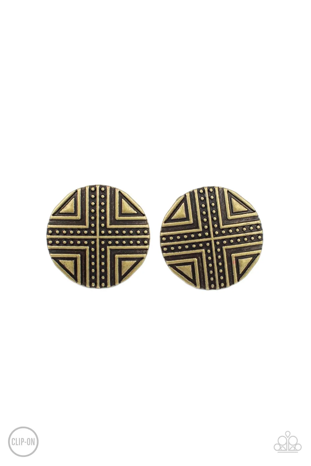 Paparazzi Shielded Shimmer - Brass Clip On Earrings