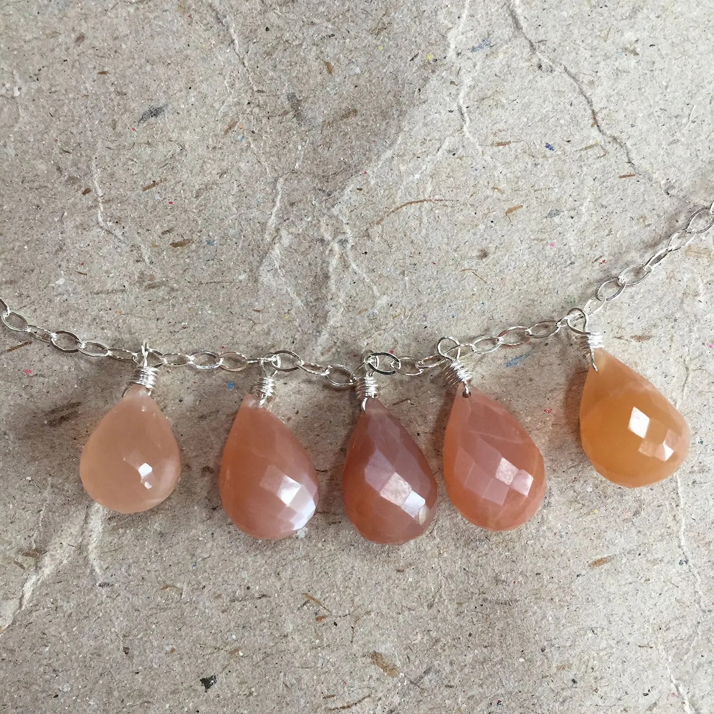 Peach Range Moonstone Necklace 2, OOAK