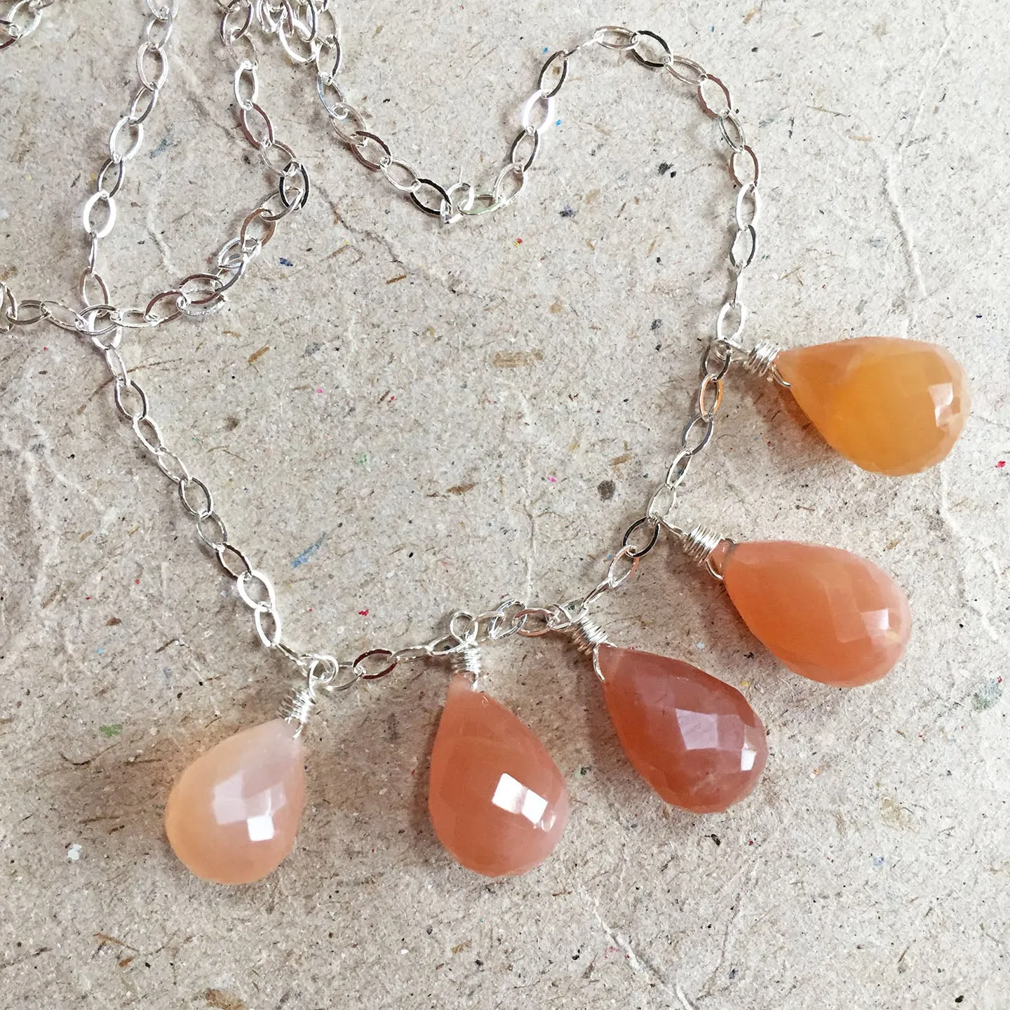 Peach Range Moonstone Necklace 2, OOAK