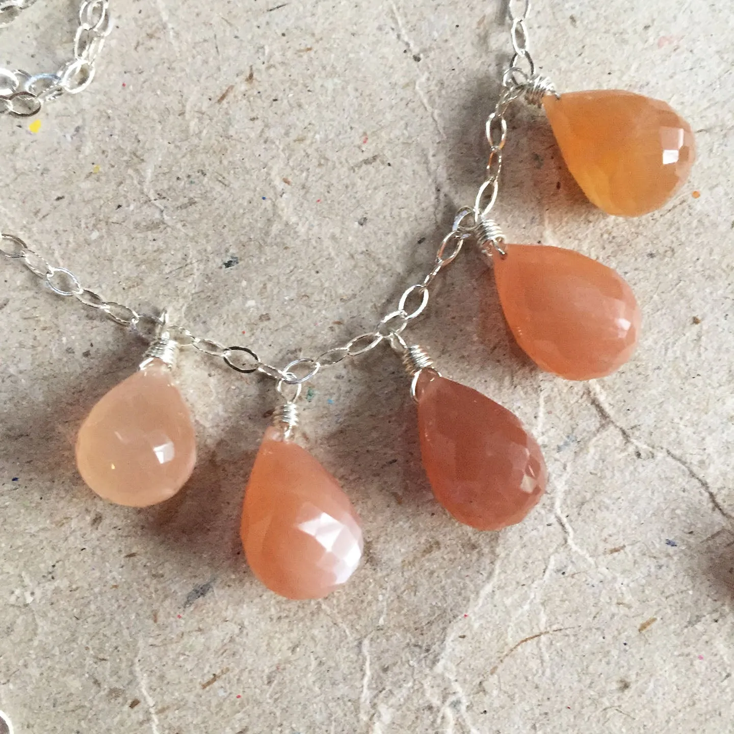 Peach Range Moonstone Necklace 2, OOAK