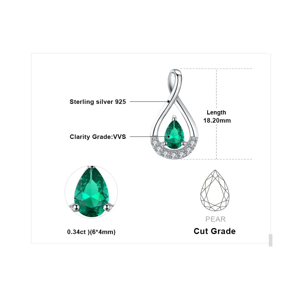 Pear Shape Emerald Pendant - 925 Sterling Silver