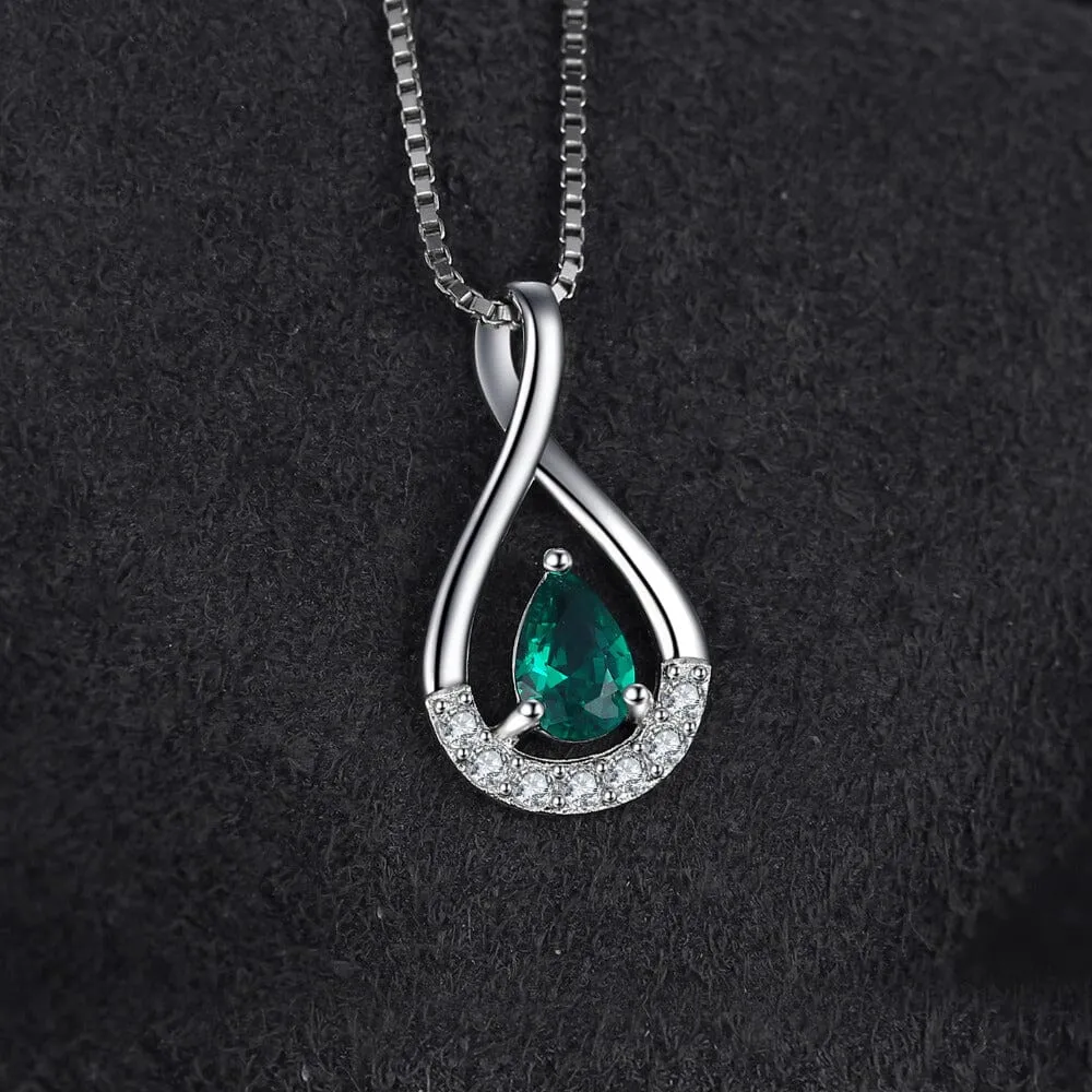 Pear Shape Emerald Pendant - 925 Sterling Silver