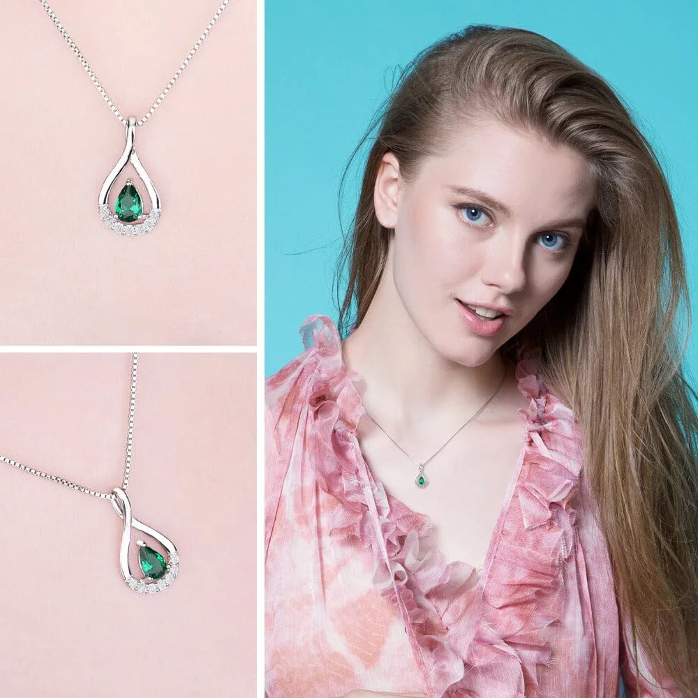 Pear Shape Emerald Pendant - 925 Sterling Silver