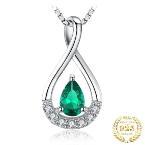 Pear Shape Emerald Pendant - 925 Sterling Silver