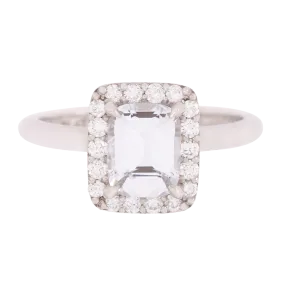 Platinum AGL Certified 1.32ct. No Heat White Sapphire Ring