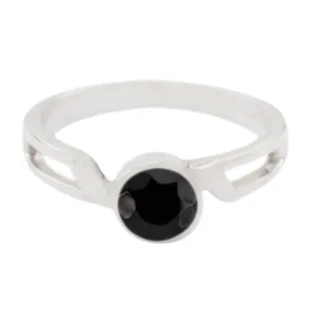 Pulchritudinous Stone Black Onyx Solid Silver Ring Iced Out Jewelry