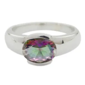 Reals Gemstones Mystic Quartz 925 Sterling Silver Ring Christmas