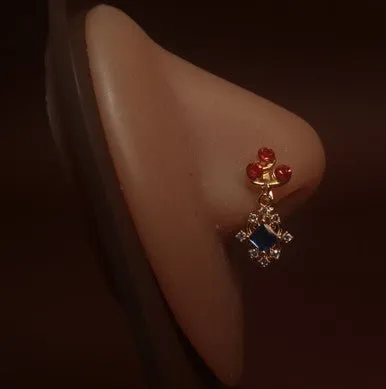 Red Blue Gems Celeste Nose CLIP-ON