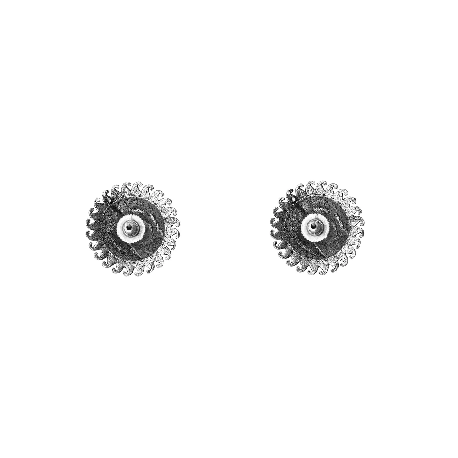 Reva Circle Silver Oxidized Studs Earrings