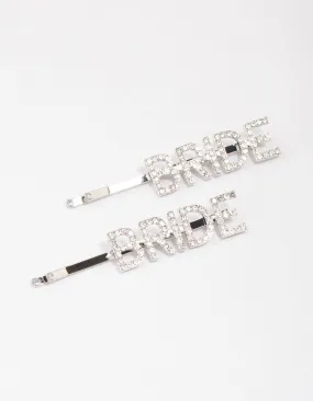 Rhodium Diamante Bride Hair Clip Pack