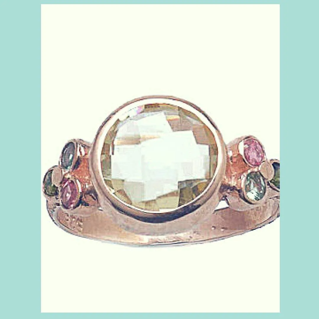 Rings for women Ring for woman gold 9 ct with  Citrine and  Tourmalines gold rings,  israeli jewelry