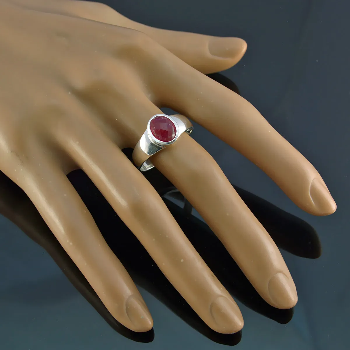 Riyo Appealing Gems Indianruby Solid Silver Ring Jewelry Online