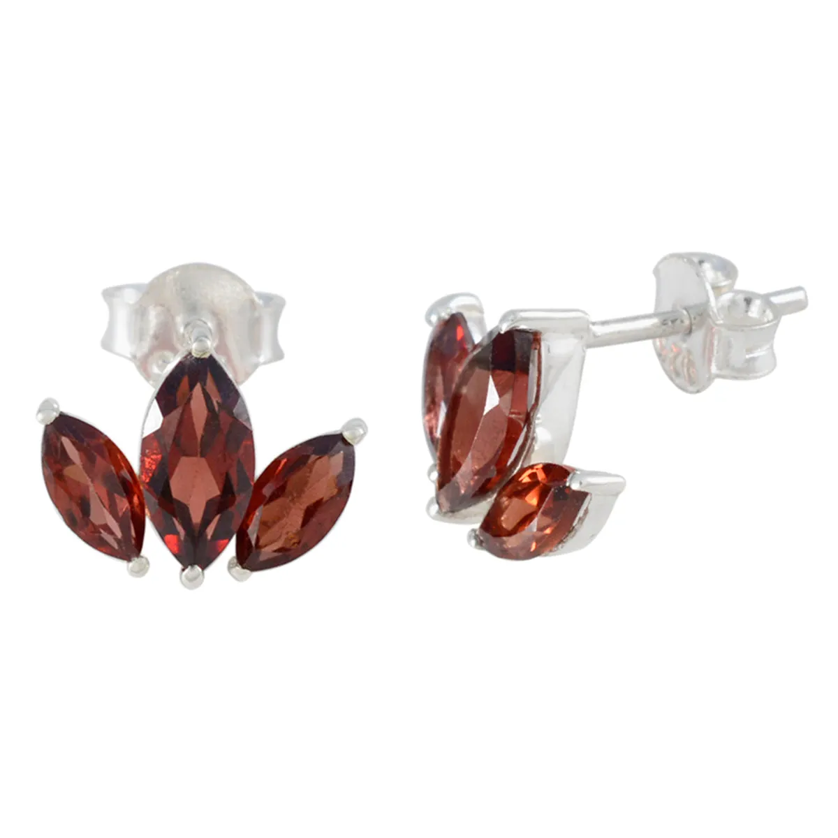 Riyo Bewitching 925 Sterling Silver Earring For Female Garnet Earring Bezel Setting Red Earring Stud Earring