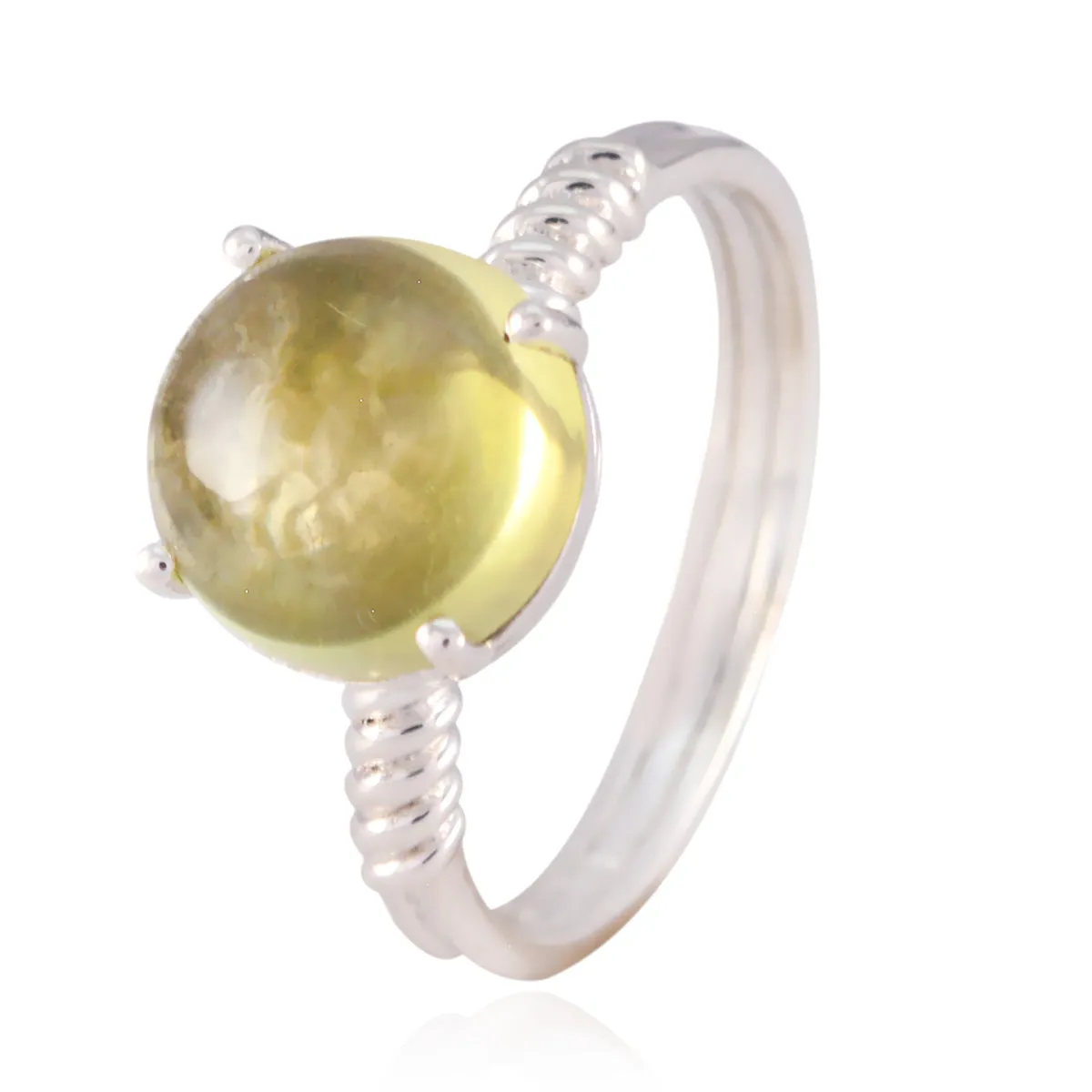 Riyo Bonny Gems Lemon Quartz Solid Silver Rings Touchstone Jewelry