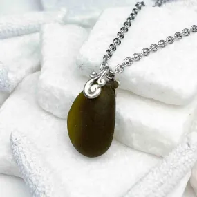 Rootbeer Bottle Sea Glass Pendant | #5041