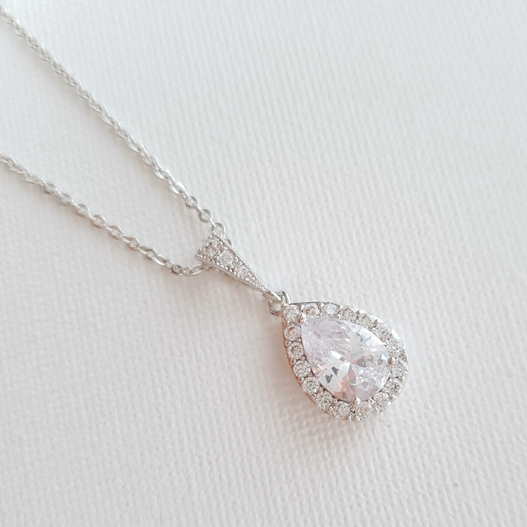 Rose Gold Necklace with Small Teardrop Pendant-Emma