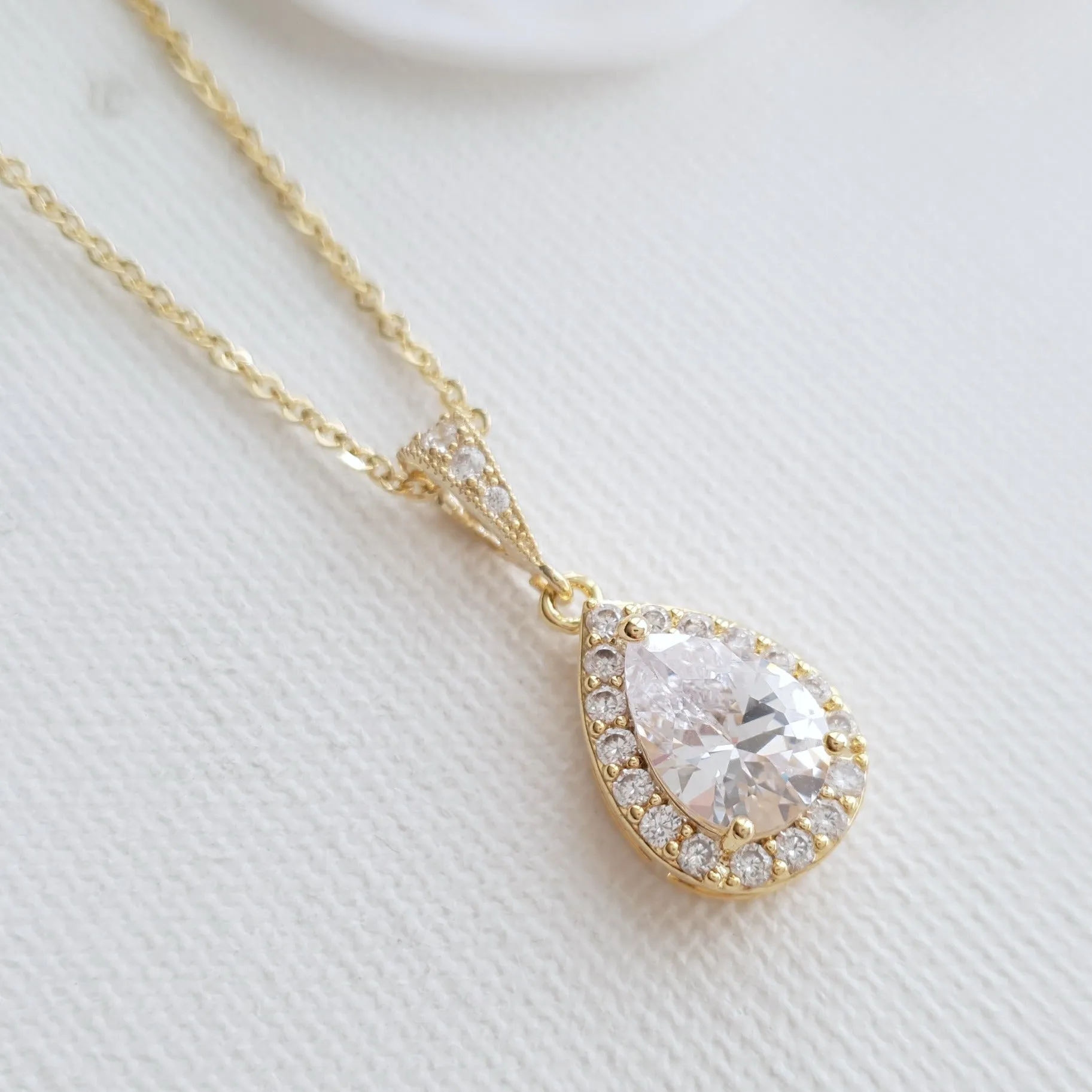 Rose Gold Necklace with Small Teardrop Pendant-Emma