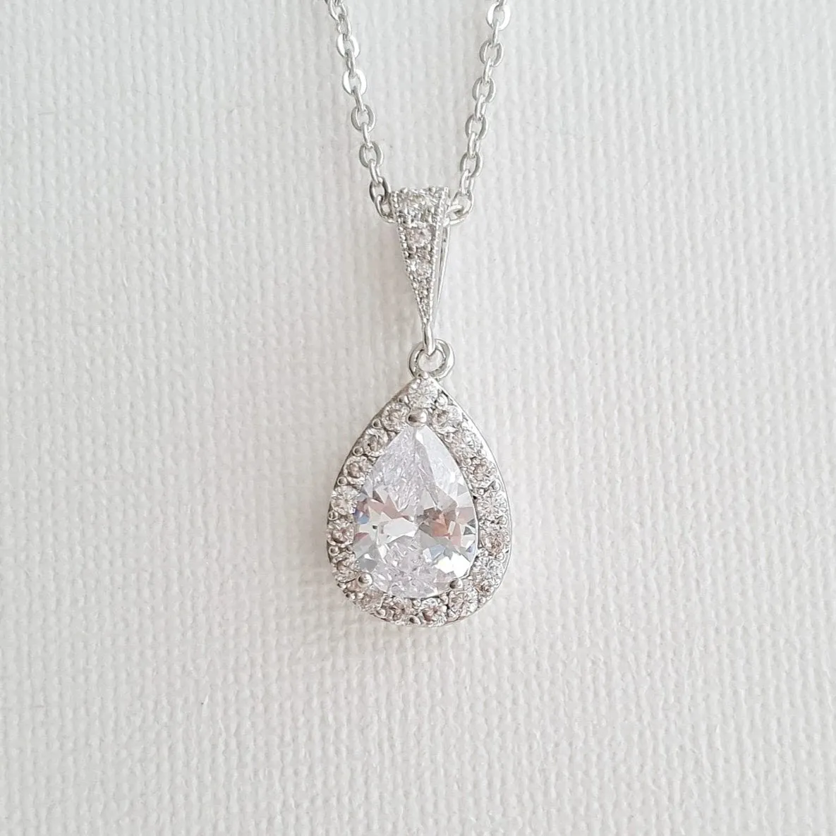 Rose Gold Necklace with Small Teardrop Pendant-Emma