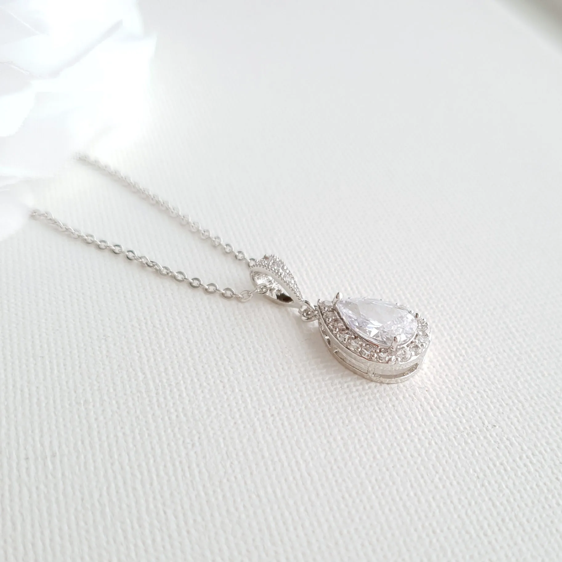 Rose Gold Necklace with Small Teardrop Pendant-Emma