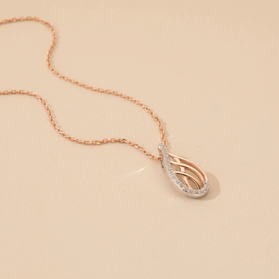 Rose-Tone Sterling Silver Lattice Raindrop Pendant