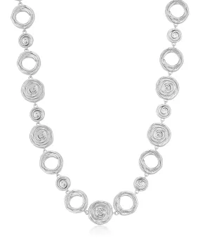 Rosette Coil Link Necklace- Silver