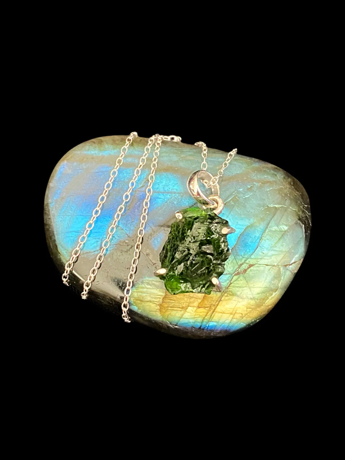 Rough Cut Chrome Diopside Necklace