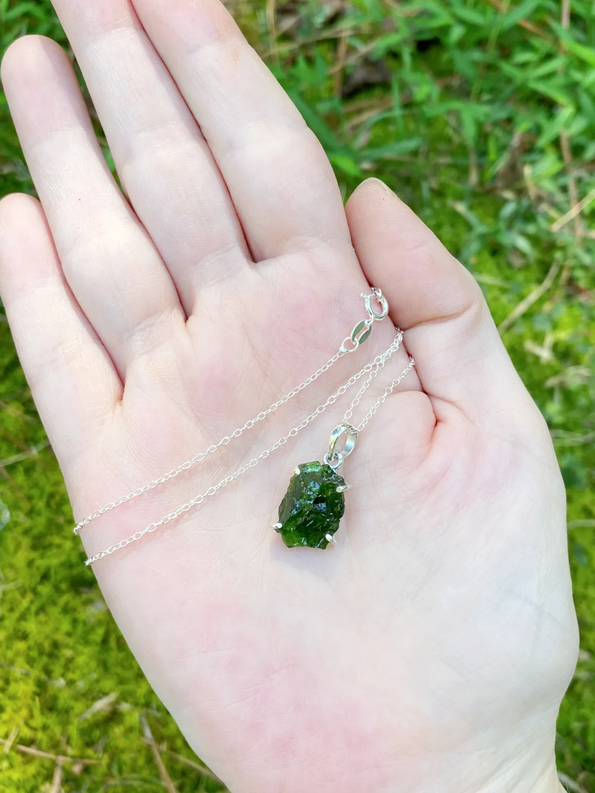 Rough Cut Chrome Diopside Necklace