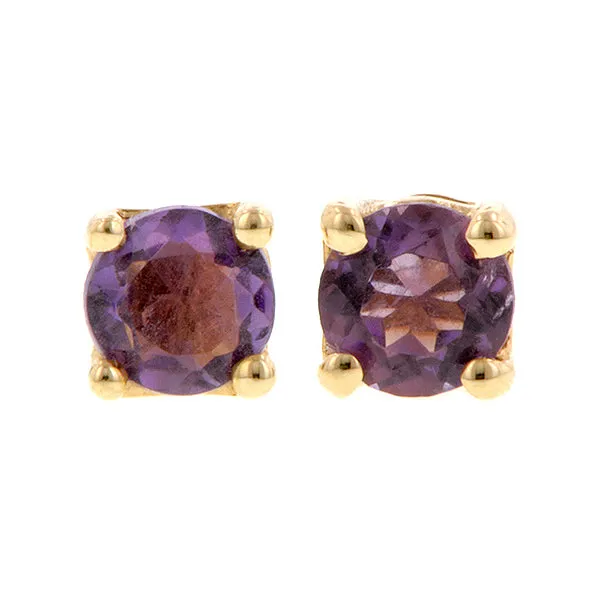 Round 3mm Amethyst Stud Earrings