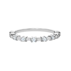 Round and Baguette Diamond Half Eternity Band