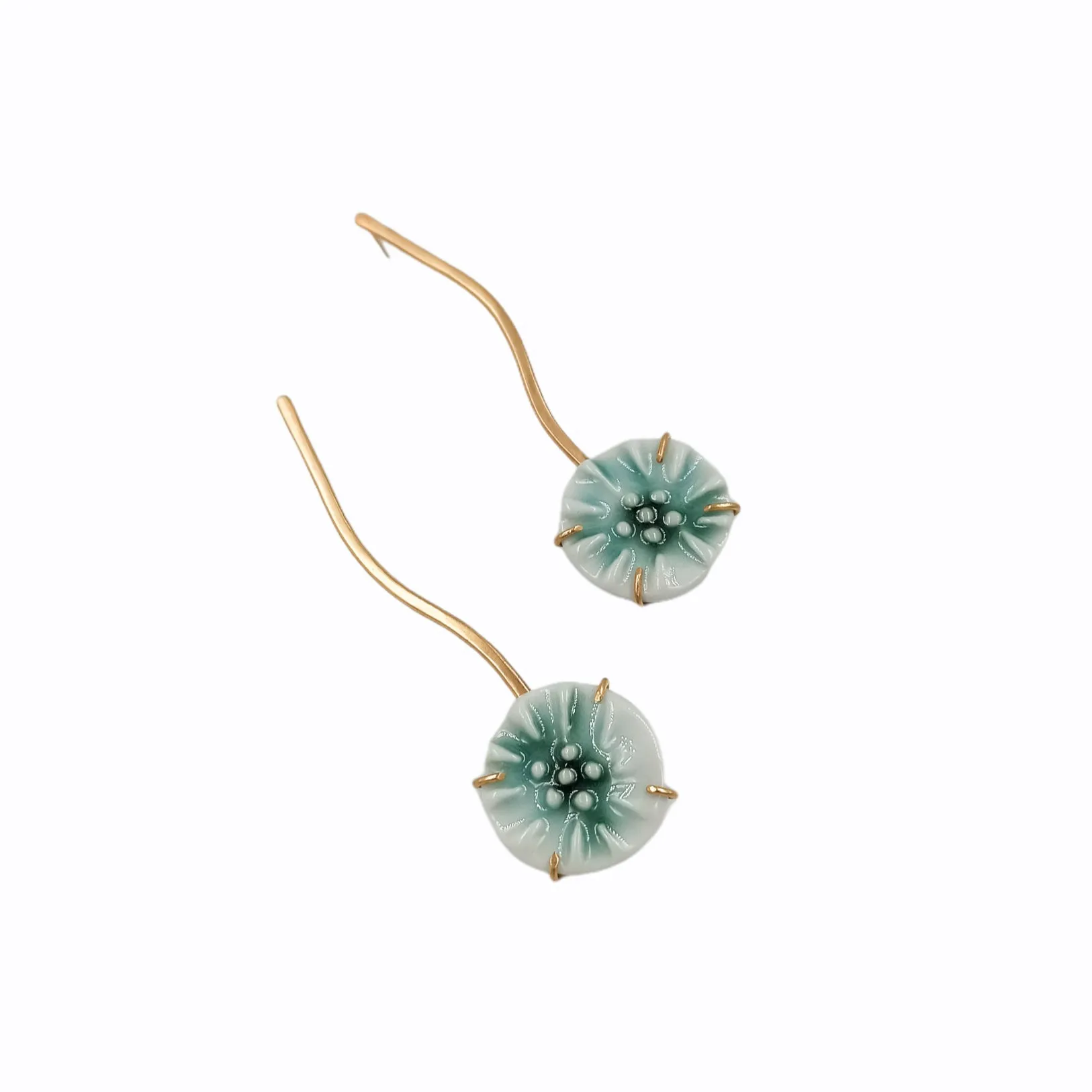 Round Flower Porcelain Earrings