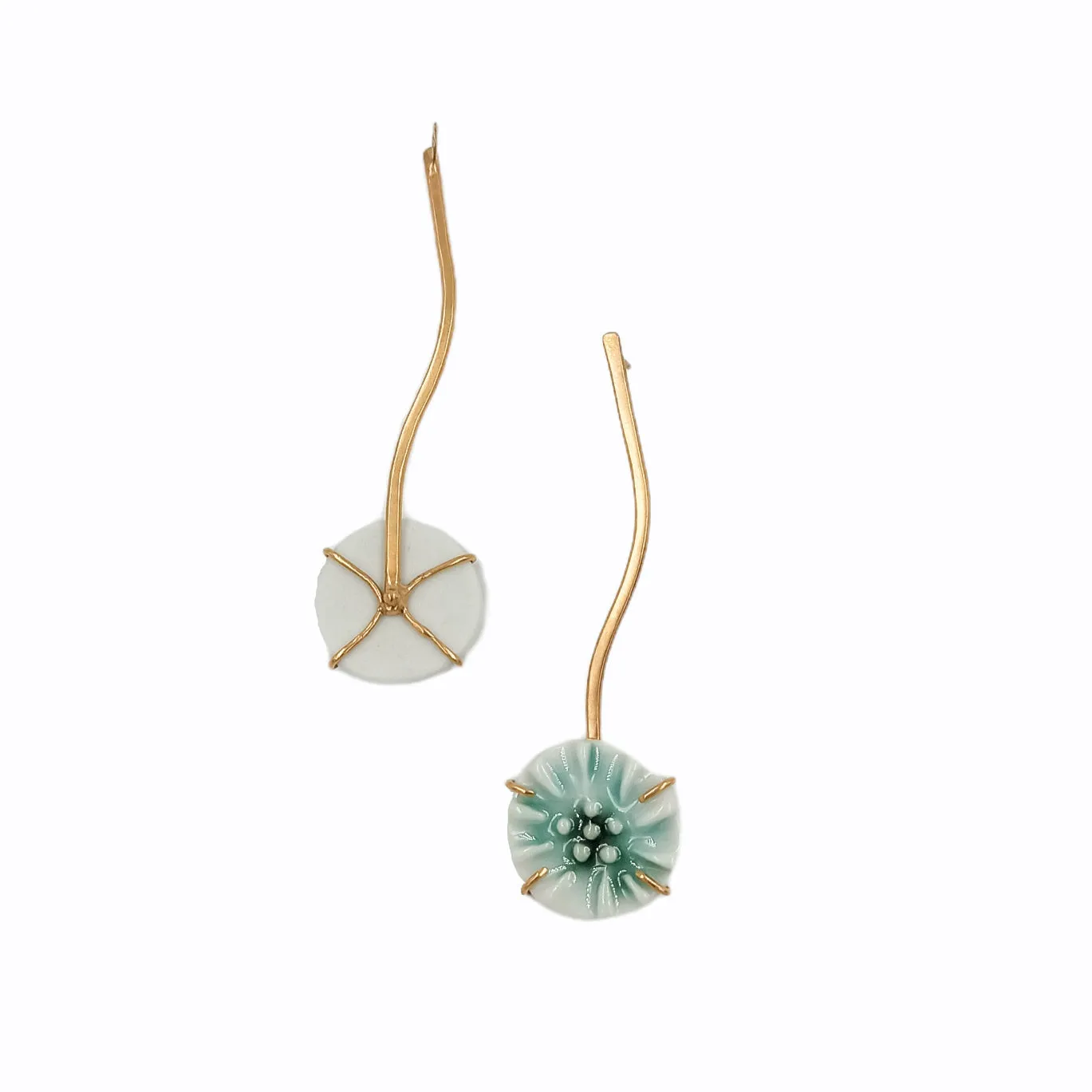 Round Flower Porcelain Earrings