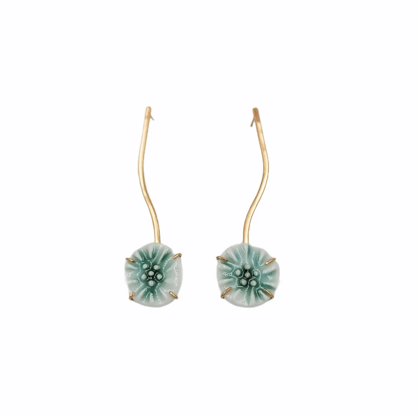 Round Flower Porcelain Earrings