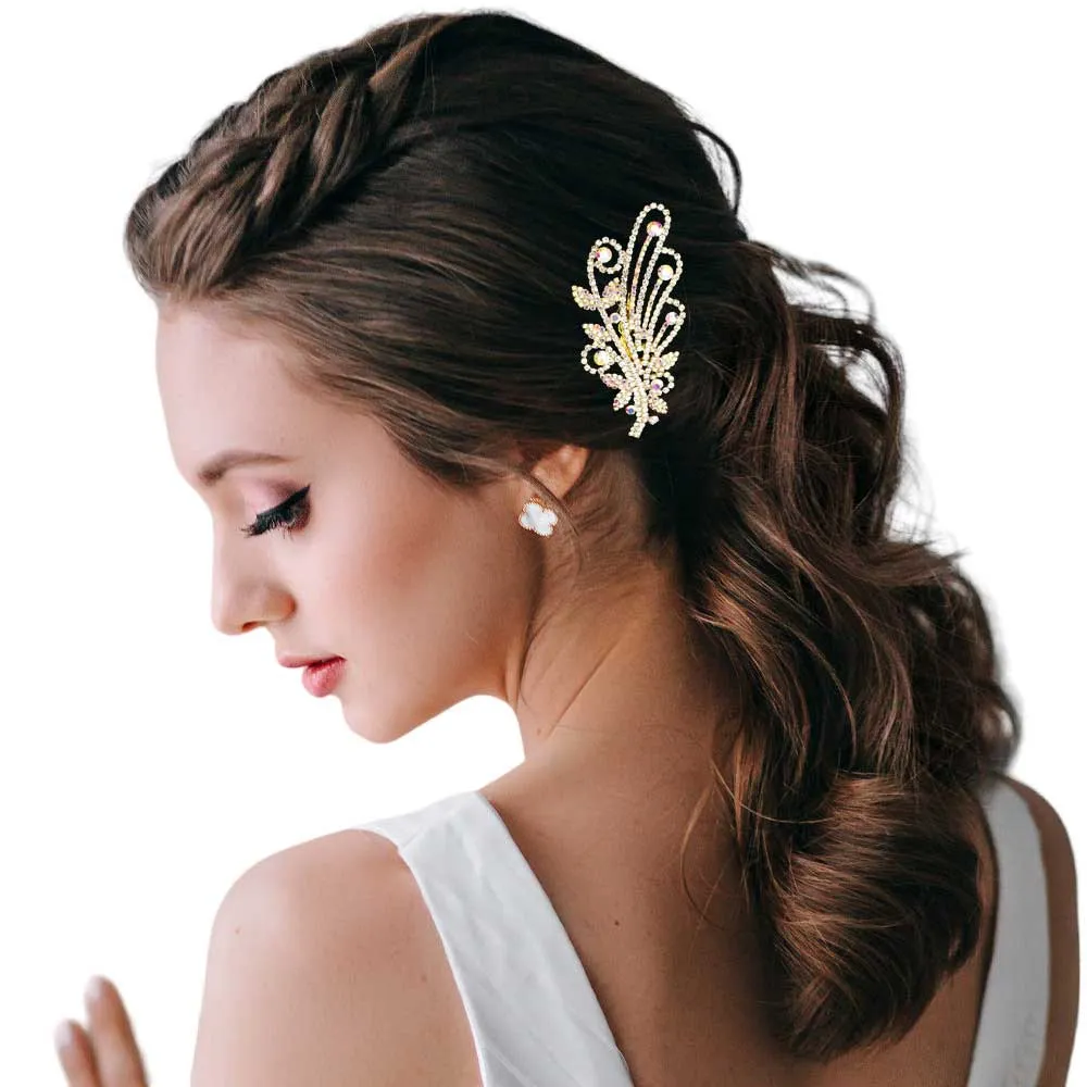 Round Teardrop Stone Accented Hair Comb