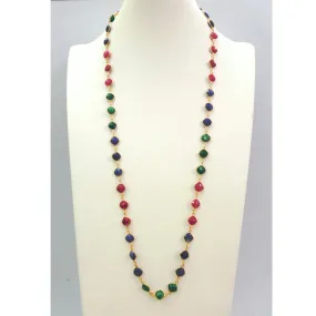 Ruby, Emerald & Blue Sapphire Jeweled Chain Necklace