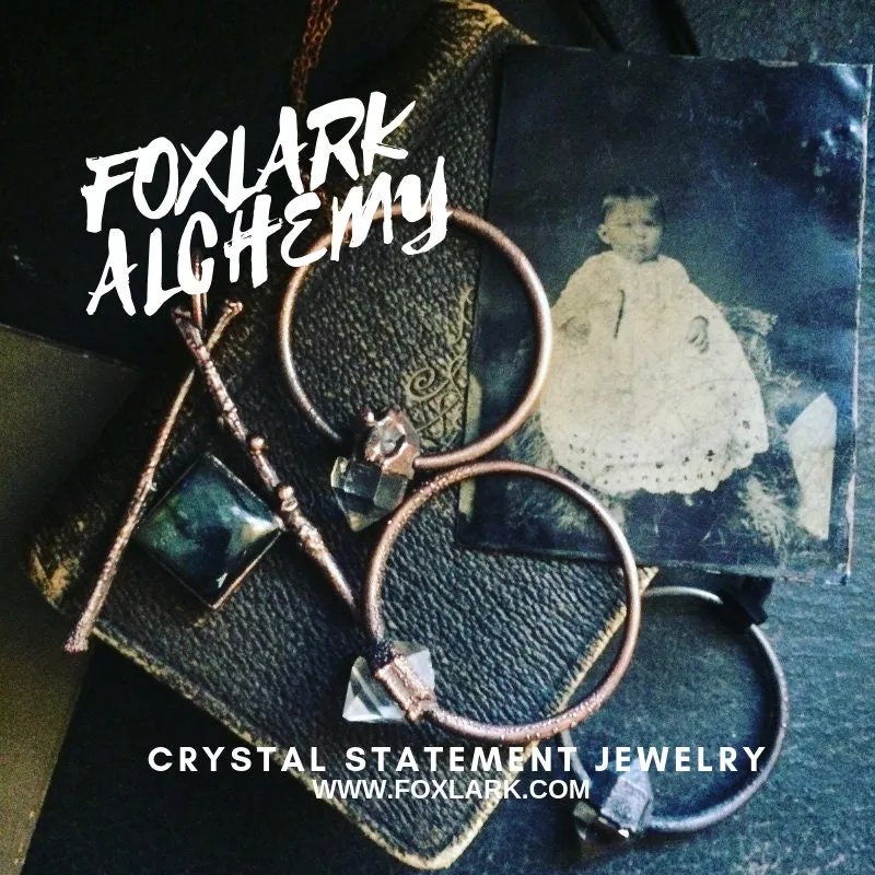 Seam Agate Crystal Heart Necklace in Sterling Silver  -Designed by FOXLARK Collection / Witchy Necklace Goth Jewelry