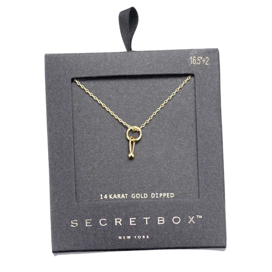 Secret Box 14K Gold Dipped Geometric Metal Pendant Necklace