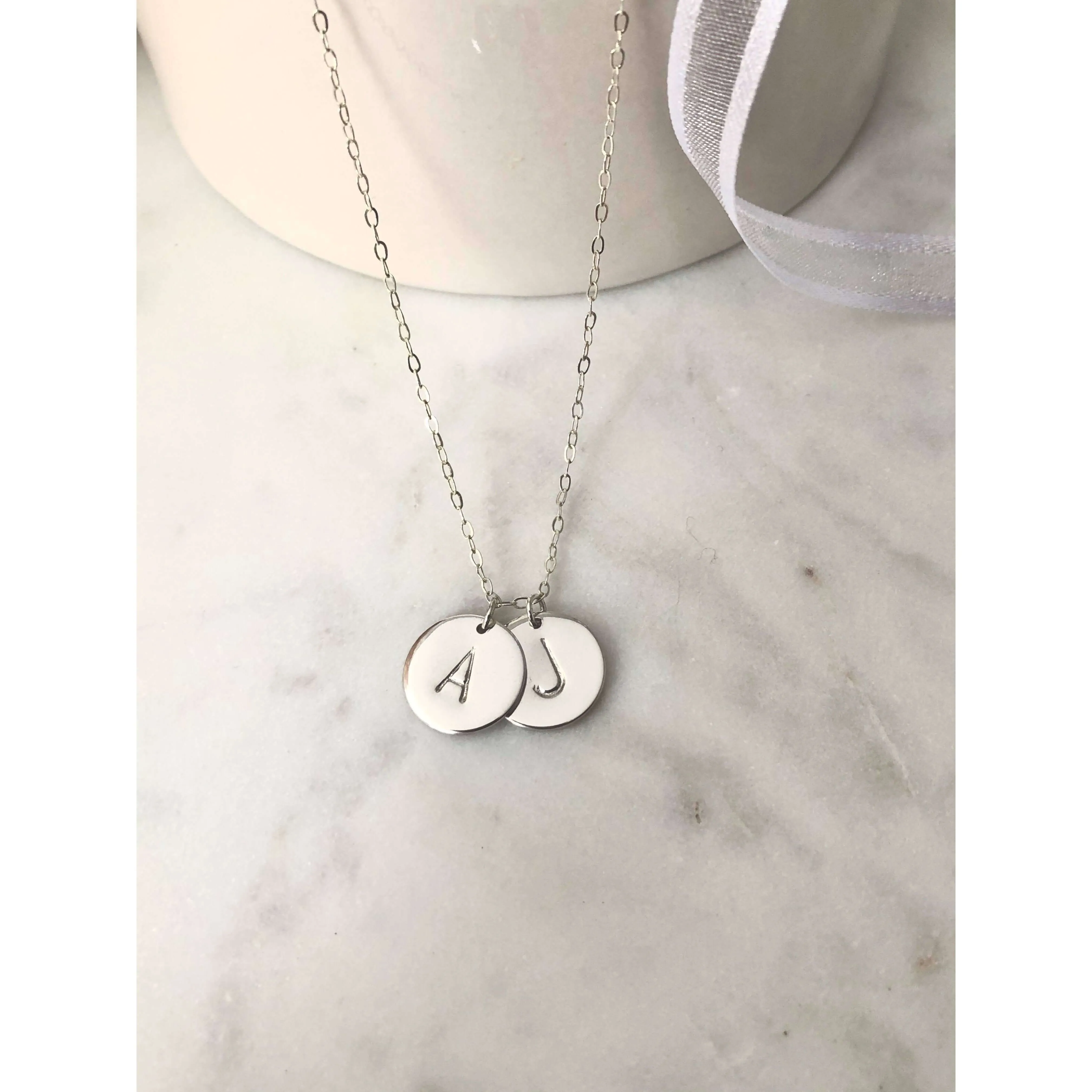 Silver 2 Initial Discs Necklace