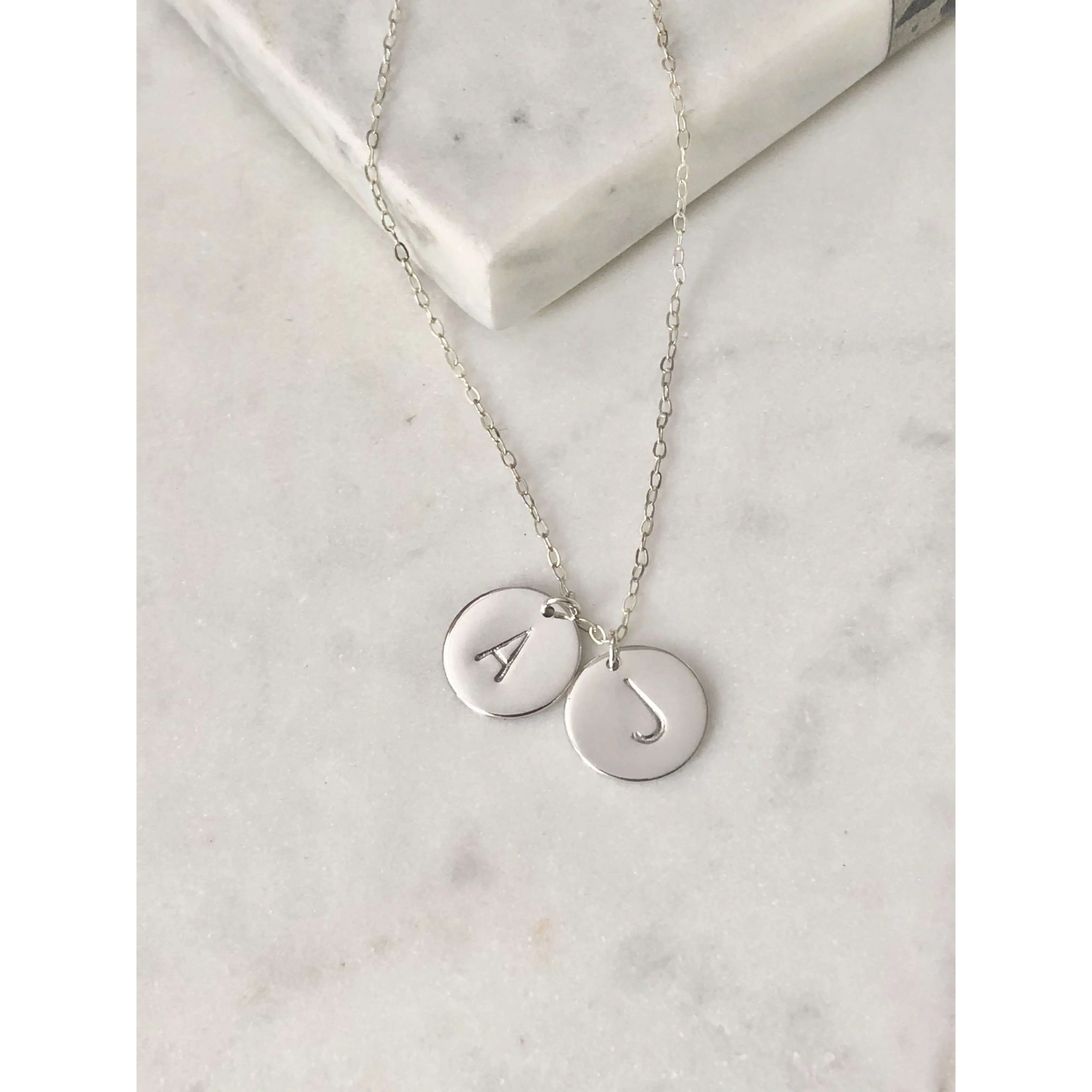 Silver 2 Initial Discs Necklace